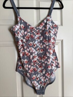 Knix Floral Gray & Mauve One-Piece Bodysuit